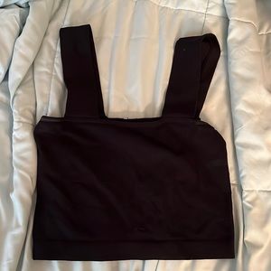 Thick Strap Black Tank Crop Top